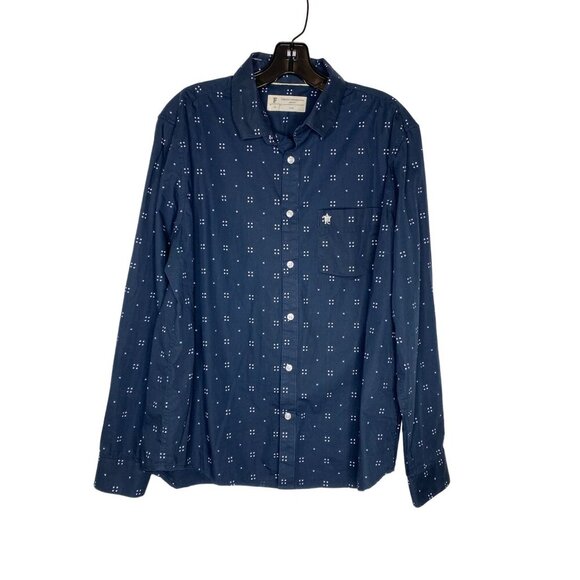 FRENCH CONNECTION MEN'S NAVY BLUE LS BUTTON-DOWN SHIRT SLIM SZ XL - Picture 1 of 5